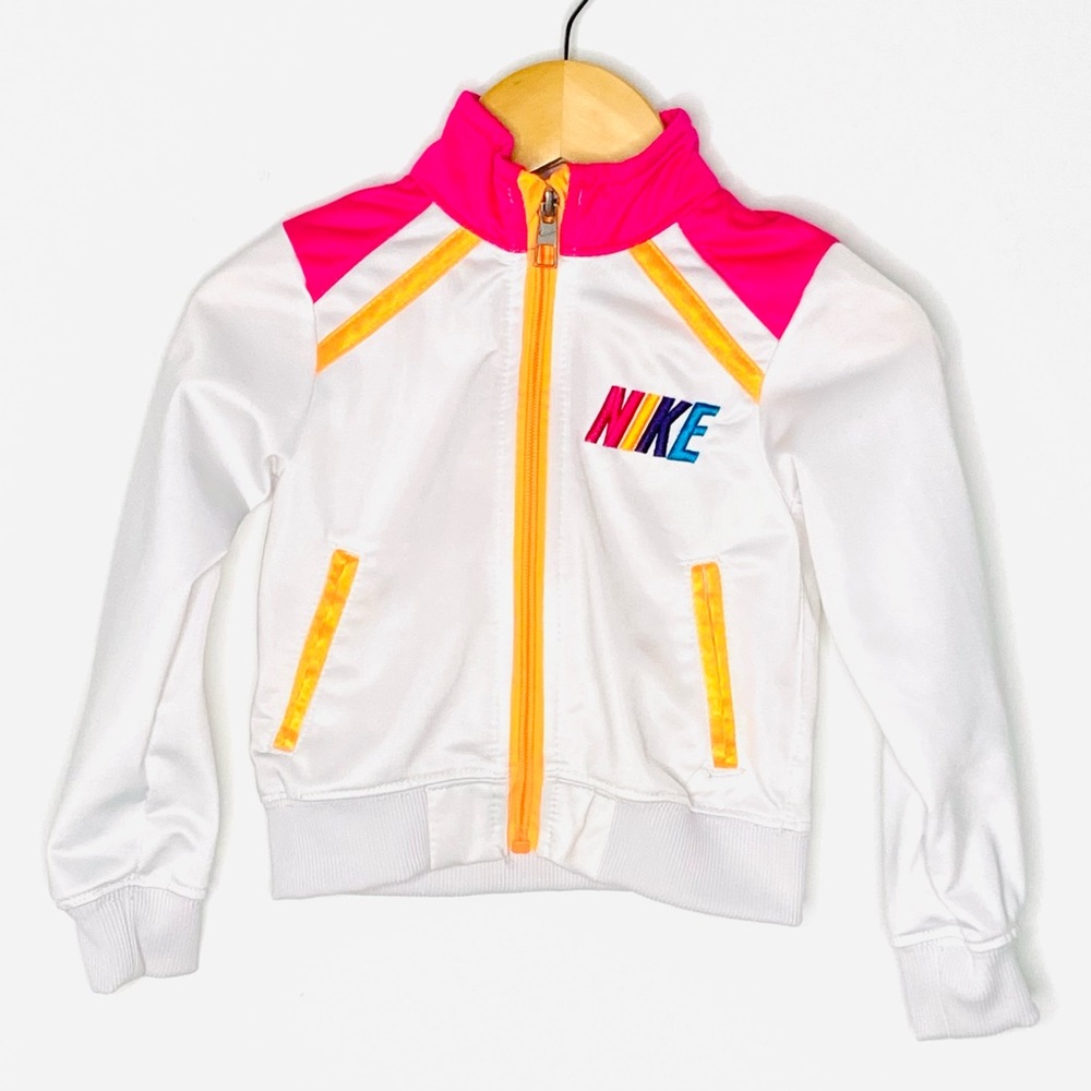 NIKE Retro Iconic Front Zip Up Embroidered Track Jacket Vintage 90s Y2K Girls 2T